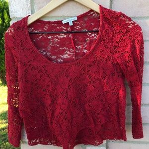 Red Lace Crop top